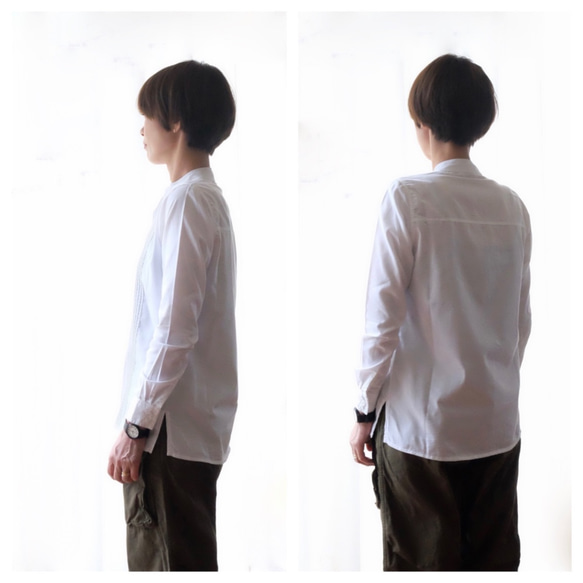 Pintuck band collar shirt / white 5枚目の画像