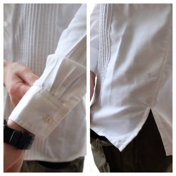 Pintuck band collar shirt / white 6枚目の画像