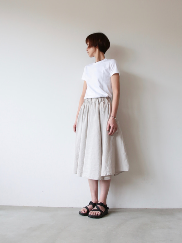 Linensilk skirt / light beige 2枚目の画像