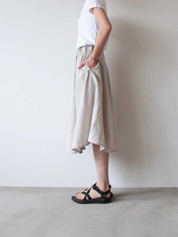 Linensilk skirt / light beige 5枚目の画像