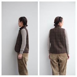 oyajisan boa RV vest / dark brown plaid 4枚目の画像