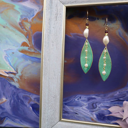 質感珍珠耳環~超輕耳環、陶片材質、手工製作、顏料系列 第3張的照片