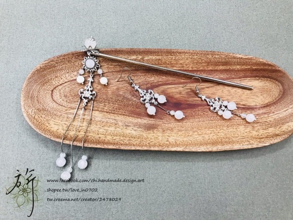 手作り〜柔らかい美容ムーンストーンタッセルステップロッキングイヤリンググループ（販売されているセット）古典的な美しさHanfu 5枚目の画像