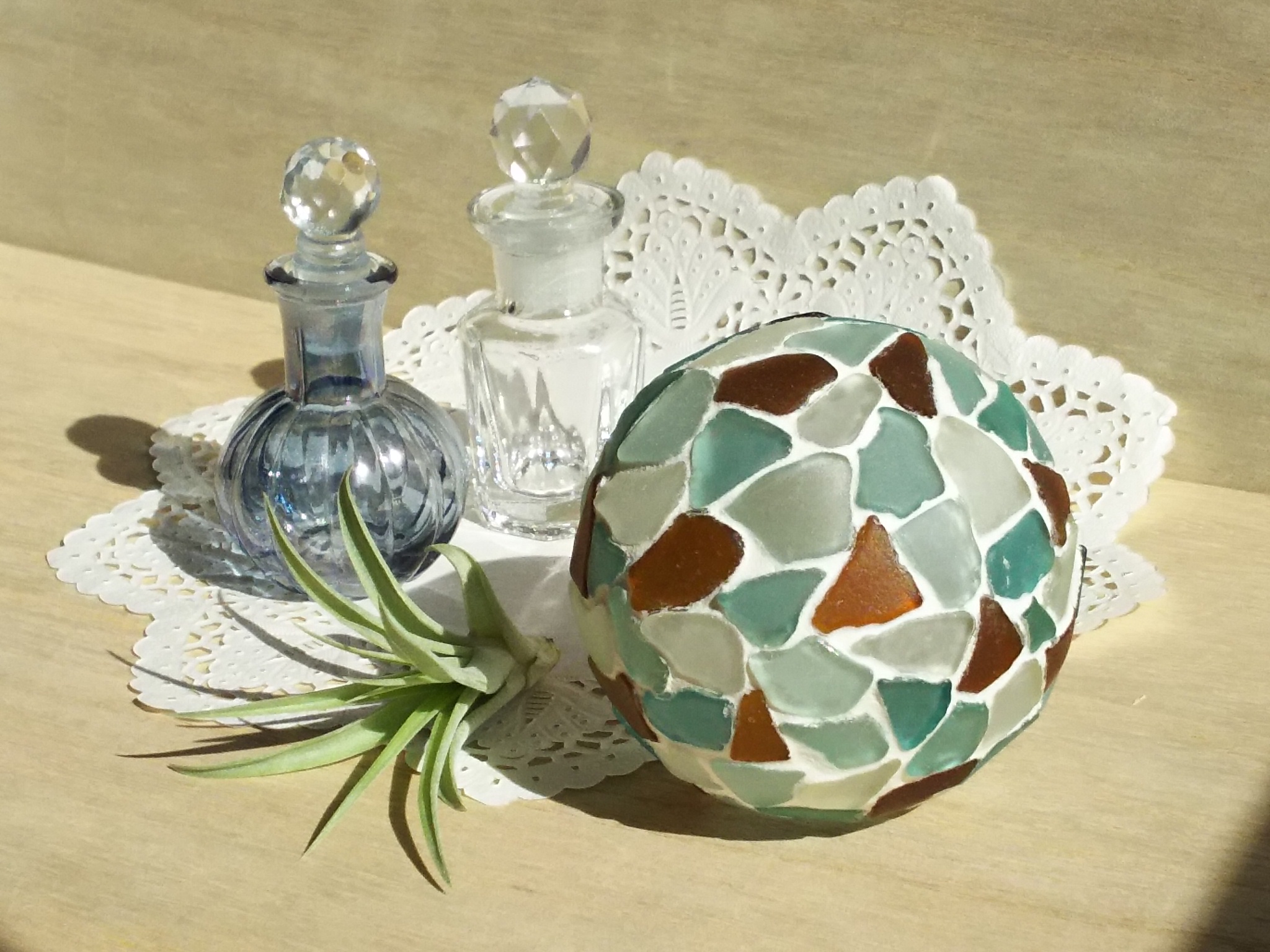 シーグラスのテーブルライトのステンドグラス