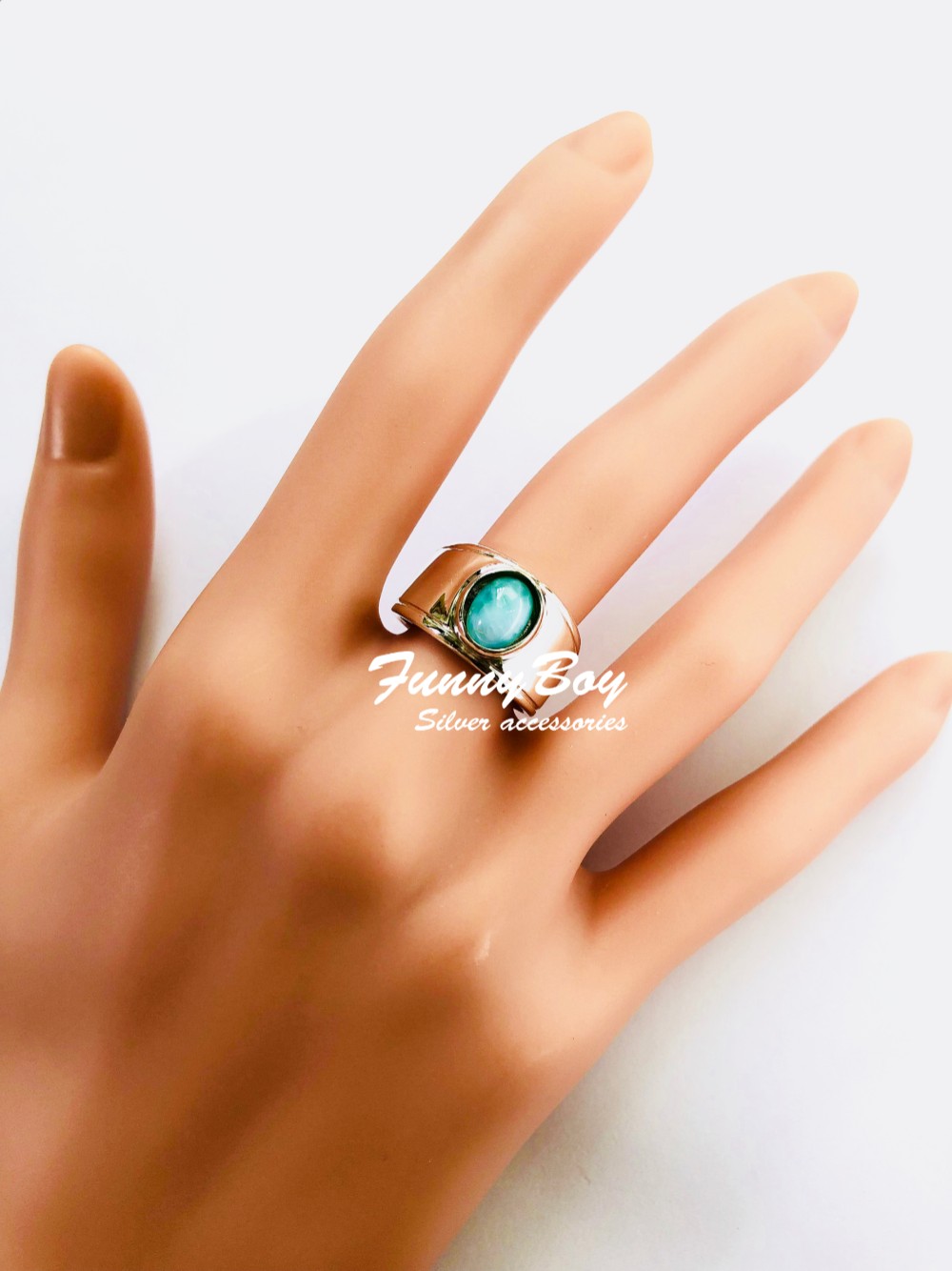 C) ラリマー天然石のシルバーリング　1.21ct