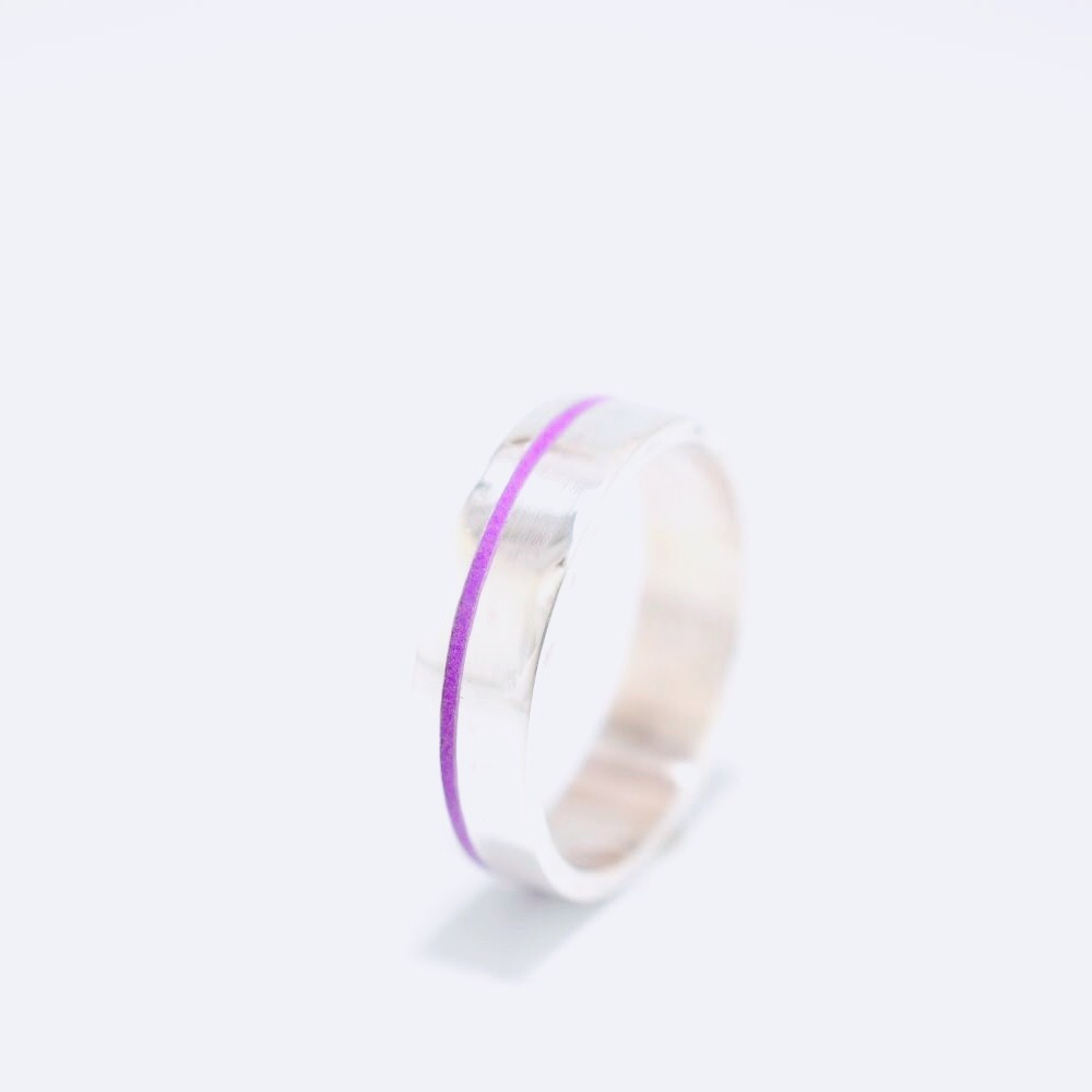 シルバー シンプルリング M 紫「カラーオーダー可」パープル ライン