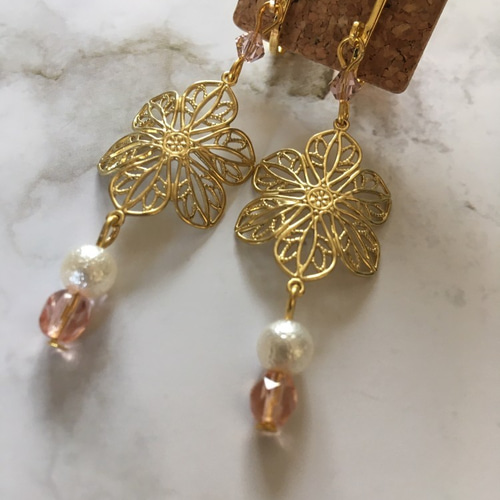 ピアス14KT GOLD 花モチーフ ピアス K18イエローゴールド (花/フラワー)[5752300107