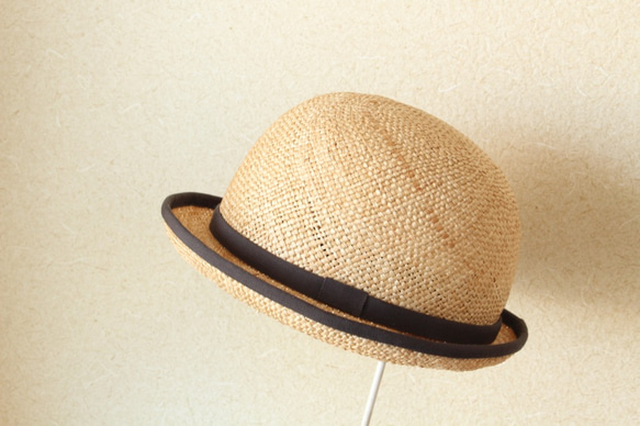 piping bouler hat [bao]gray 57.5cm　麦わら帽子　夏の帽子 1枚目の画像