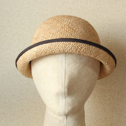 piping bouler hat [bao]gray 57.5cm　麦わら帽子　夏の帽子 2枚目の画像