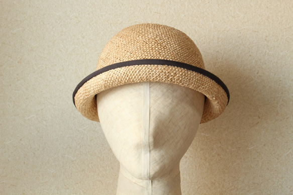 piping bouler hat [bao]gray 57.5cm　麦わら帽子　夏の帽子 2枚目の画像