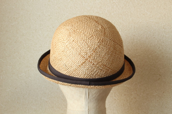 piping bouler hat [bao]gray 57.5cm　麦わら帽子　夏の帽子 4枚目の画像