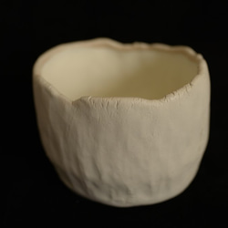 素焼き風のハンドメイドの植木鉢(プランター)　白 3枚目の画像