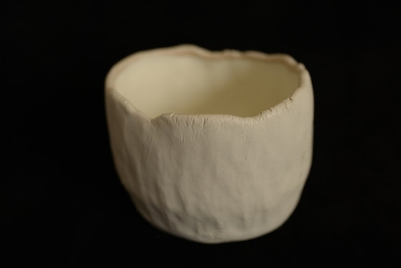 素焼き風のハンドメイドの植木鉢(プランター)　白 3枚目の画像
