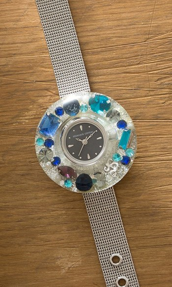 閃光手錶（表圈SBLUE，金屬腰帶） 第1張的照片
