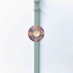 花手錶（表圈C，淺藍色皮帶） 第1張的照片