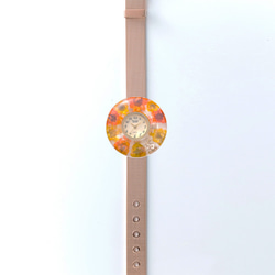 花手錶（表圈D，玫瑰金皮帶） 第1張的照片
