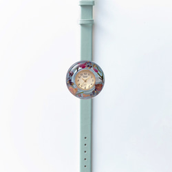 花手錶（表圈D1B，淺藍色皮帶） 第1張的照片