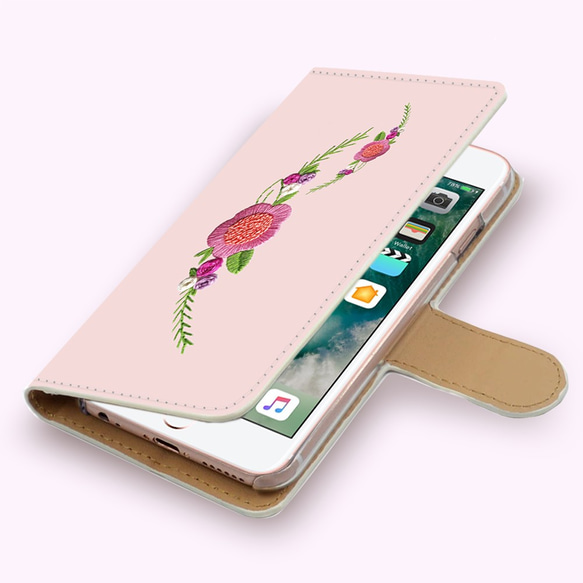 FineFlower♪ プリント刺繍 【iPhone・Androidスマホケース手帳型/ 専用カメラホール】 3枚目の画像