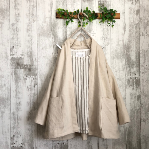 春秋cotton生成り8分袖ジャケットカーディガン カーディガン Kym  