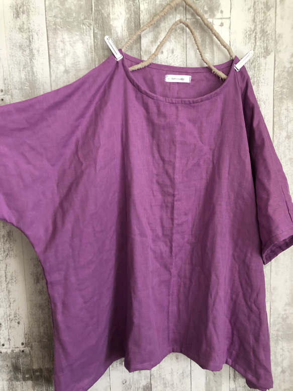 夏ふんわり紫色ダブルガーゼゆったりドルマンTシャツブラウス 3枚目の画像