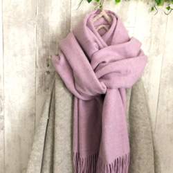 カシミヤタッチ肌触りラベンダーピンク色大判ストール♢膝掛け♢肩掛け