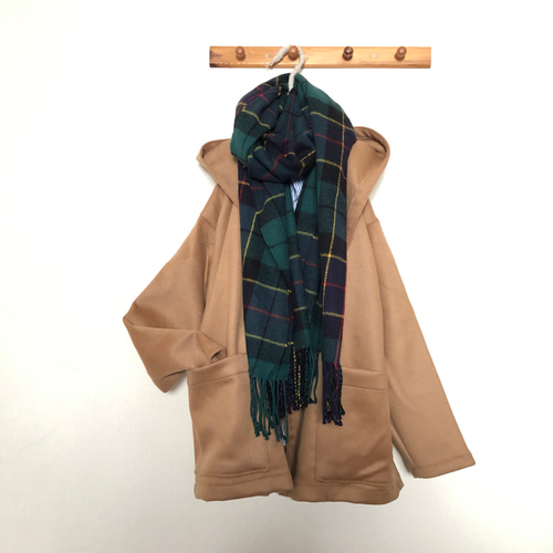 イタリー製キャメルウールフード付きハーフコート コート Kym couleur