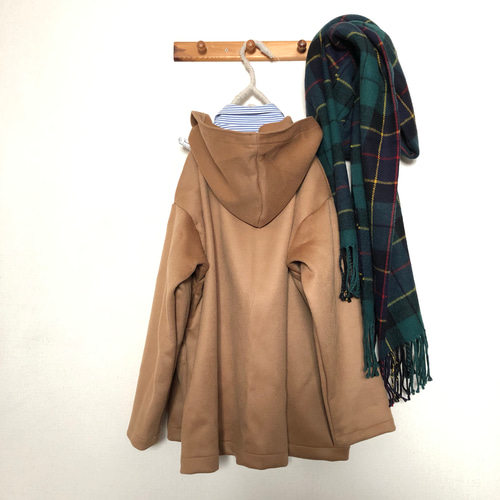 イタリー製キャメルウールフード付きハーフコート コート Kym couleur