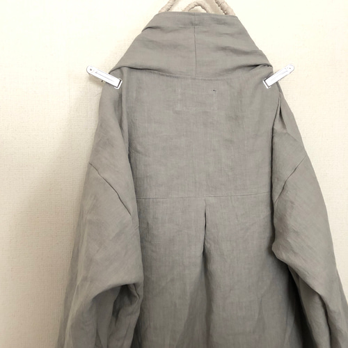 やわらかグレーヴィンテージリネンローブロングコート