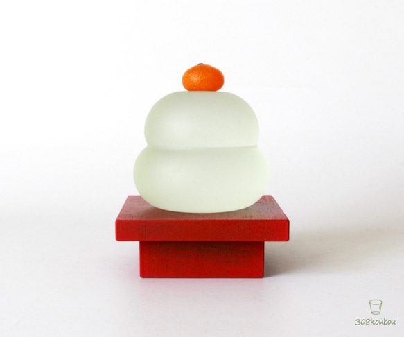 しっとりガラスの鏡餅 赤 6枚目の画像