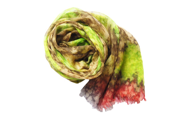 「Creema限定 春の福袋」軽い大判 薄100％ウール手描きストール KAMIKA HANDCARAFTED 2枚目の画像