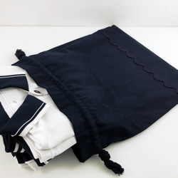 [お受験・入園入学バッグ・サイズ変更も] シックな体操服袋▫️ ネイビーリックラック 3枚目の画像
