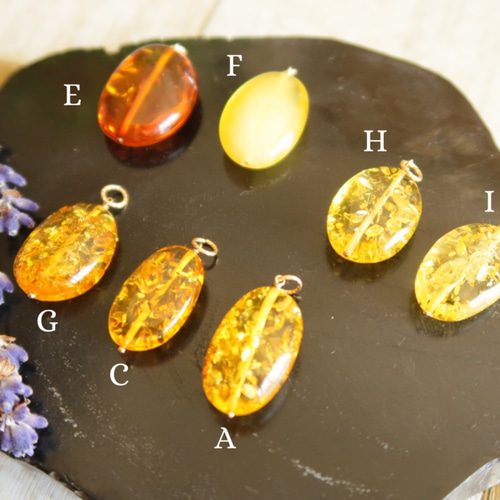 美しいバルト海産《天然琥珀》ナチュラルカットK14GF一粒ネックレス