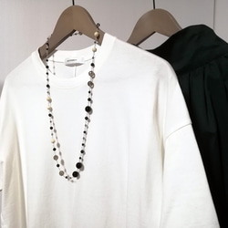 【未使用】margo morrison スモーキークォーツ ロング ネックレス 大粒スモーキークォーツとオニキスのロングネックレス 天然石