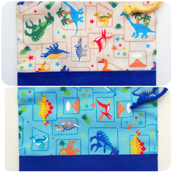 2枚セット✾恐竜の給食袋☆コップ袋／ブルー 6枚目の画像