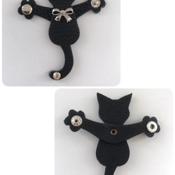 黒猫（くろにゃん）ホルダー　色々使えるマルチなホルダー♪猫好きさんへのプレゼントにも！ 3枚目の画像