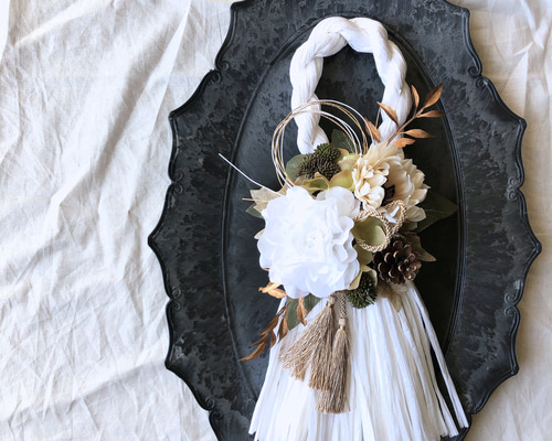 creema限定 お正月飾り 白 ホワイト 上品 大人 冬の新作 金