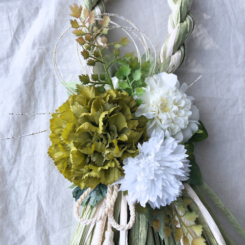 一点もの creema限定 お正月飾り しめ飾り しめ縄 グリーン 緑