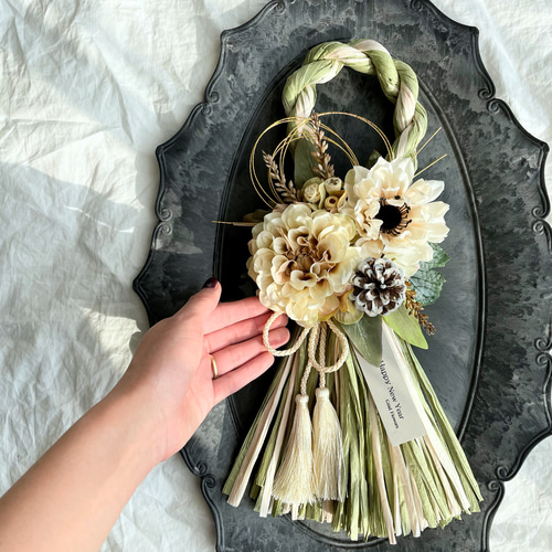 36しめ飾りしめ縄 正月飾り ドライフラワー スワッグ インテリア 雑貨