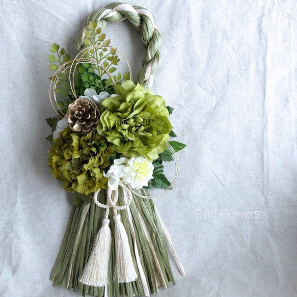 再販 creema限定 お正月飾り グリーン モダン 大人 ナチュラル 新緑