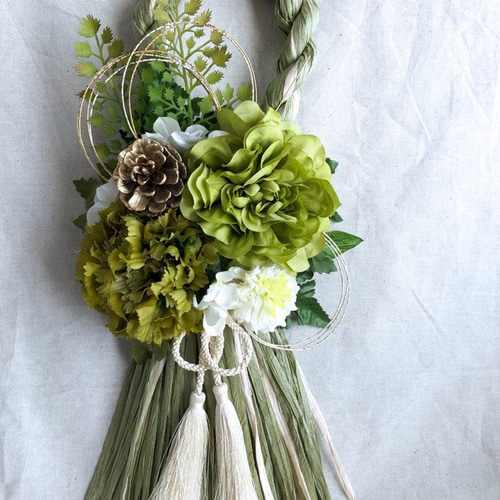 再販 creema限定 お正月飾り グリーン モダン 大人 ナチュラル 新緑