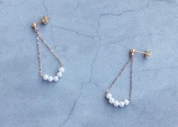 [スイング]日本のアコヤ真珠天然真珠のイヤリング14K 3枚目の画像
