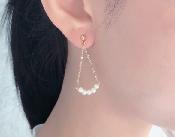 【Swing】日本Akoya pearl天然珍珠14K耳環 第5張的照片