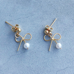 【Knot】日本Akoya pearl天然珍珠14K耳環 第2張的照片