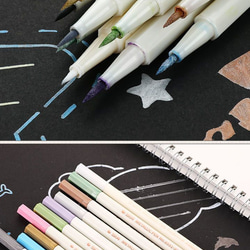 10色セット ブラックペーパー・ホワイトペーパー兼用 筆ペン ペイントマーカーペン 8枚目の画像