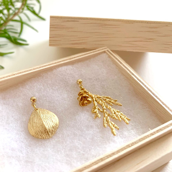 自然の恵み 〜檜と榧〜 [ピアス/イヤリング] ピアス（スタッド・一粒 