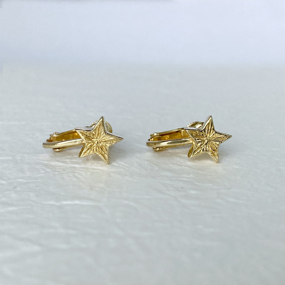 凛と輝く1つ星イヤリング【star earring(gd)】 2枚目の画像