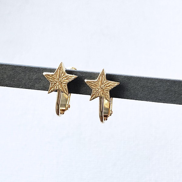 凛と輝く1つ星イヤリング【star earring(gd)】 3枚目の画像