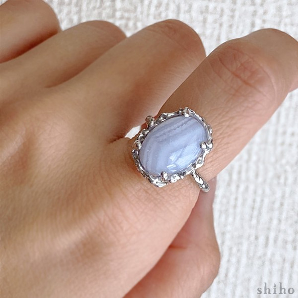 ブルーレースアゲートのリング【Melty ring＜Blue lace agate＞】 4枚目の画像