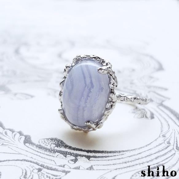 ブルーレースアゲートのリング【Melty ring＜Blue lace agate＞】 6枚目の画像