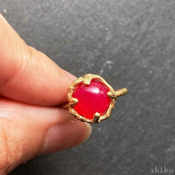 ビビッドカラーのリング【Melty ring＜Fuchsia pink Chalcedony＞】 7枚目の画像